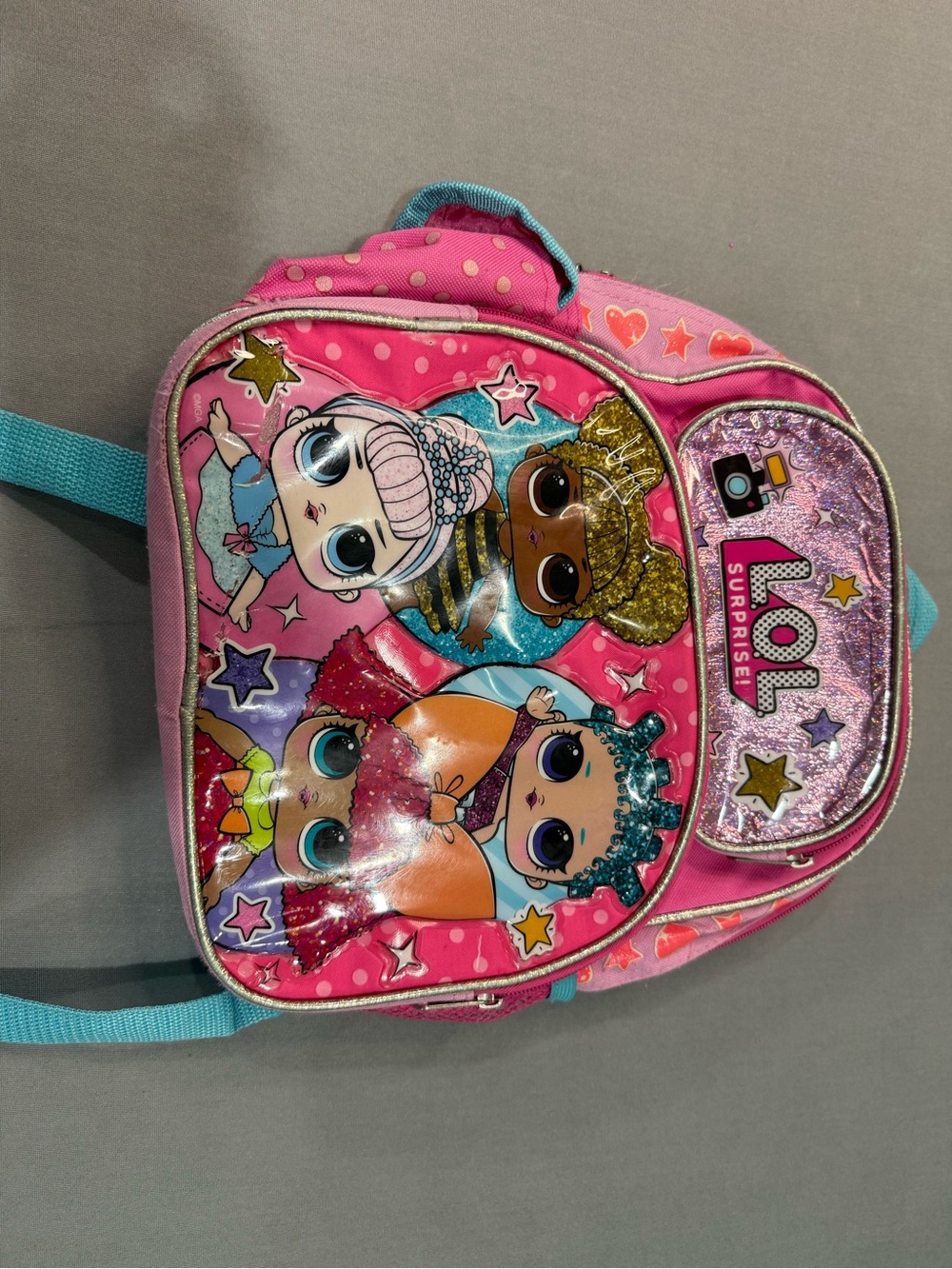 L.O.L. Surprise! Pink Glitter Kids Backpack with Blue Straps